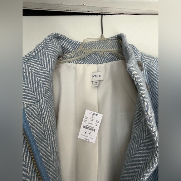 NWT J. Crew Herringbone City Coat in Pale Seascape Chevron Blue - Picture 8 of 14